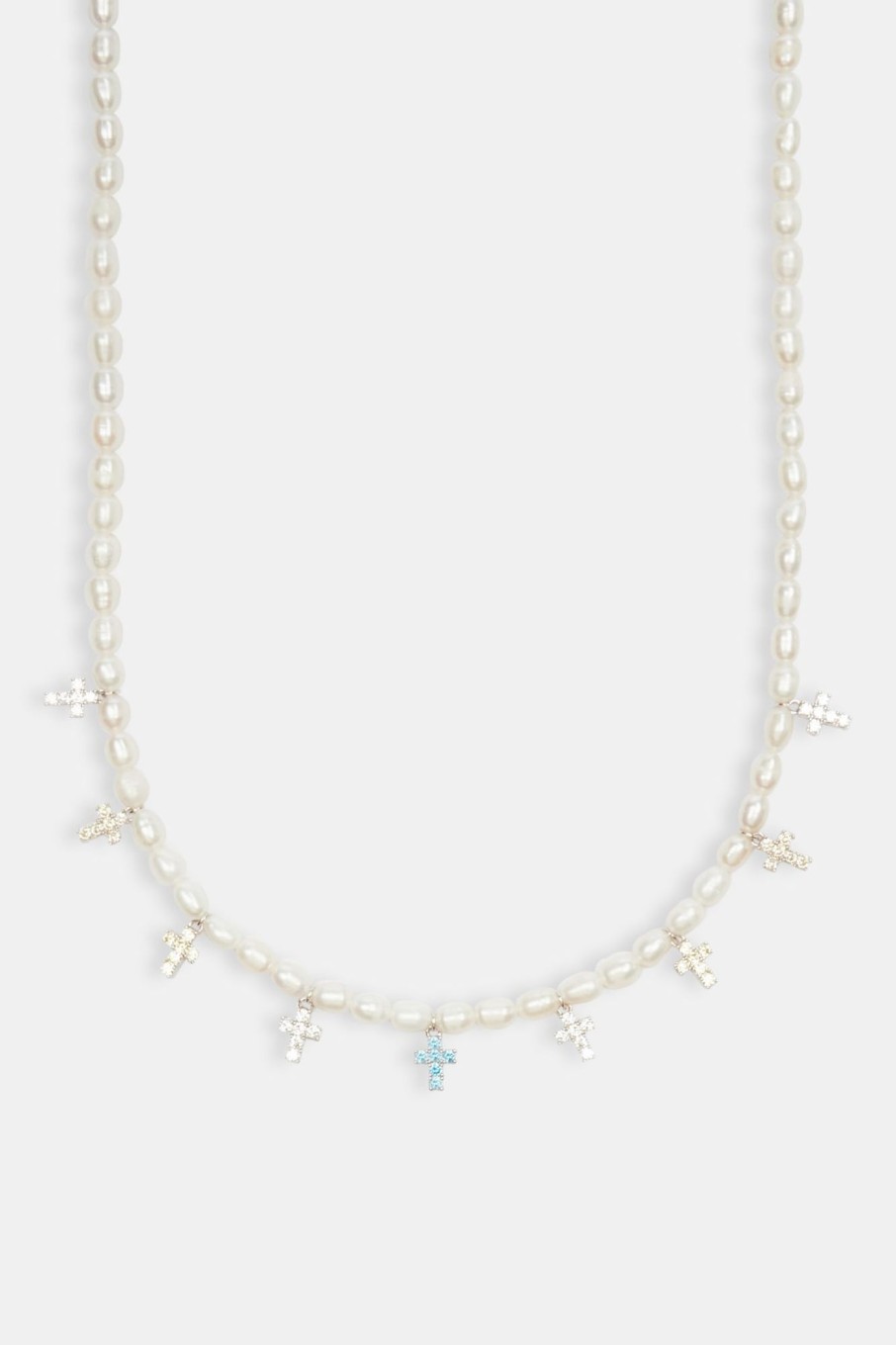 Pearls | JWL-NECK-PRL Pearls Womens Freshwater Pearl U0026 Multi Colour Ice Cross Necklace - White