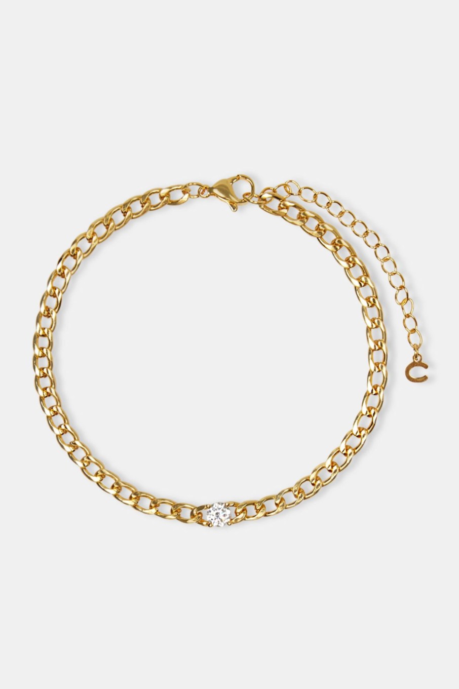 Anklets | cernucci Anklets Iced Cz Gem Cuban Anklet - Gold