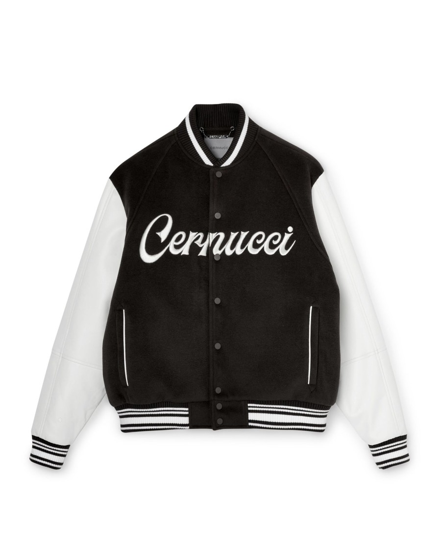 Outerwear | cernucci Outerwear Cernucci Varsity Bomber Jacket - Black