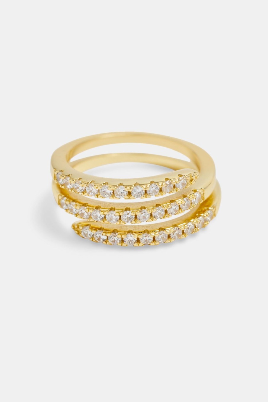 Rings | cernucci Rings Gold Plated 925 10Mm Iced Cz Twist Ring