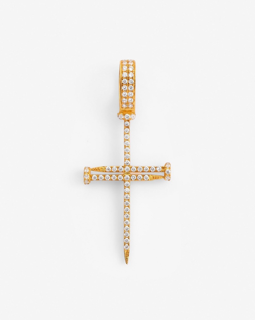 Cross Jewellery | cernucci Cross Jewellery Iced Nail Cross Pendant - Gold