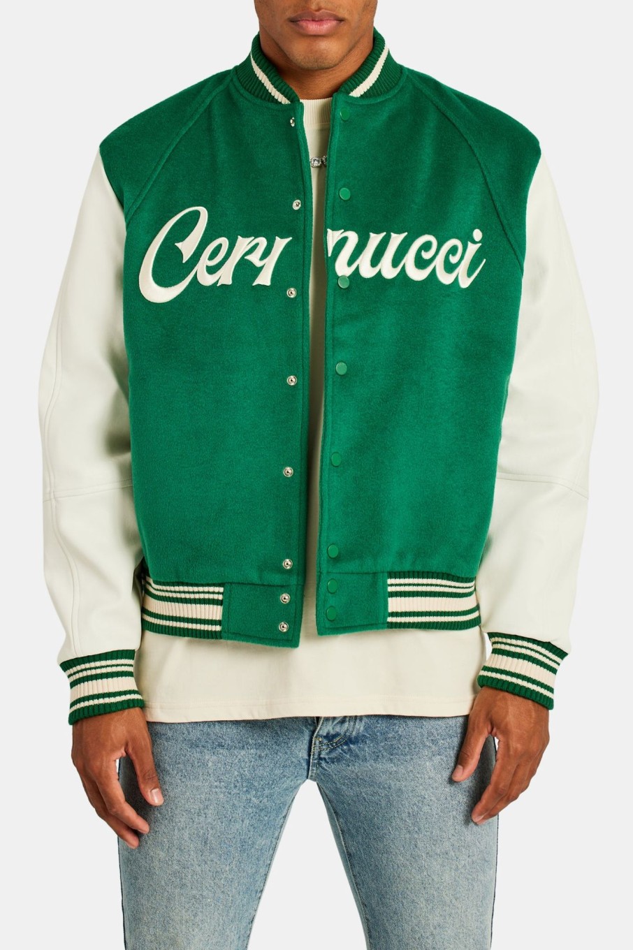 Outerwear | cernucci Outerwear Cernucci Varsity Bomber Jacket - Green