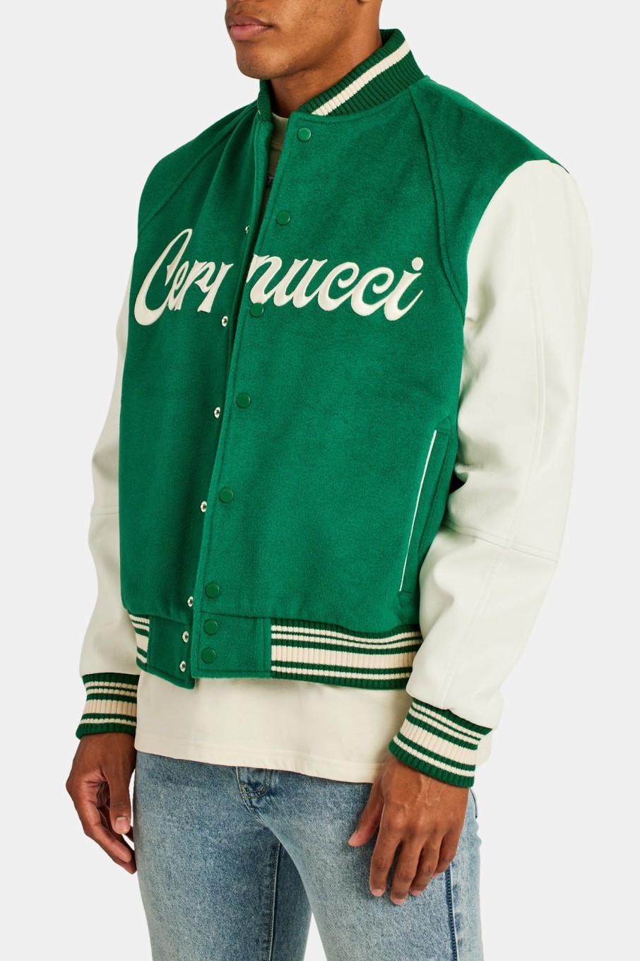 Outerwear | cernucci Outerwear Cernucci Varsity Bomber Jacket - Green