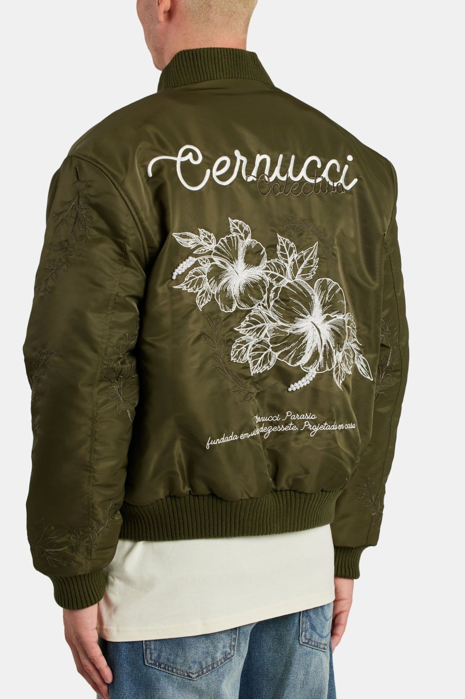 Outerwear | cernucci Outerwear Floral Nylon Bomber Jacket