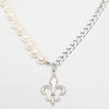 Necklaces | cernucci Necklaces 7Mm Freshwater Pearl U0026 Fleur De Lis Necklace