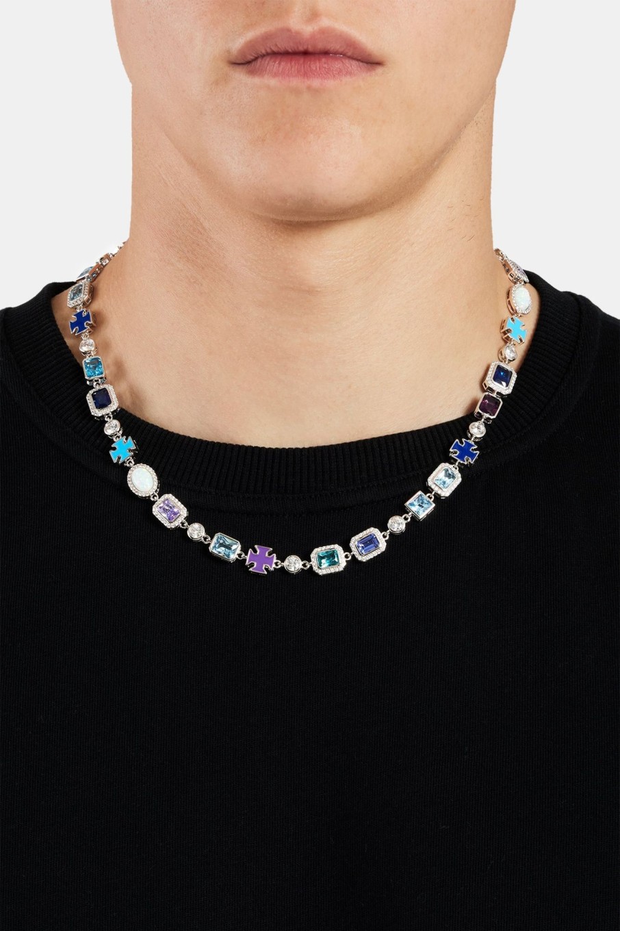 Cernucci X Phil Foden | cernucci Cernucci X Phil Foden Multi Gemstone Motif Necklace - Blue