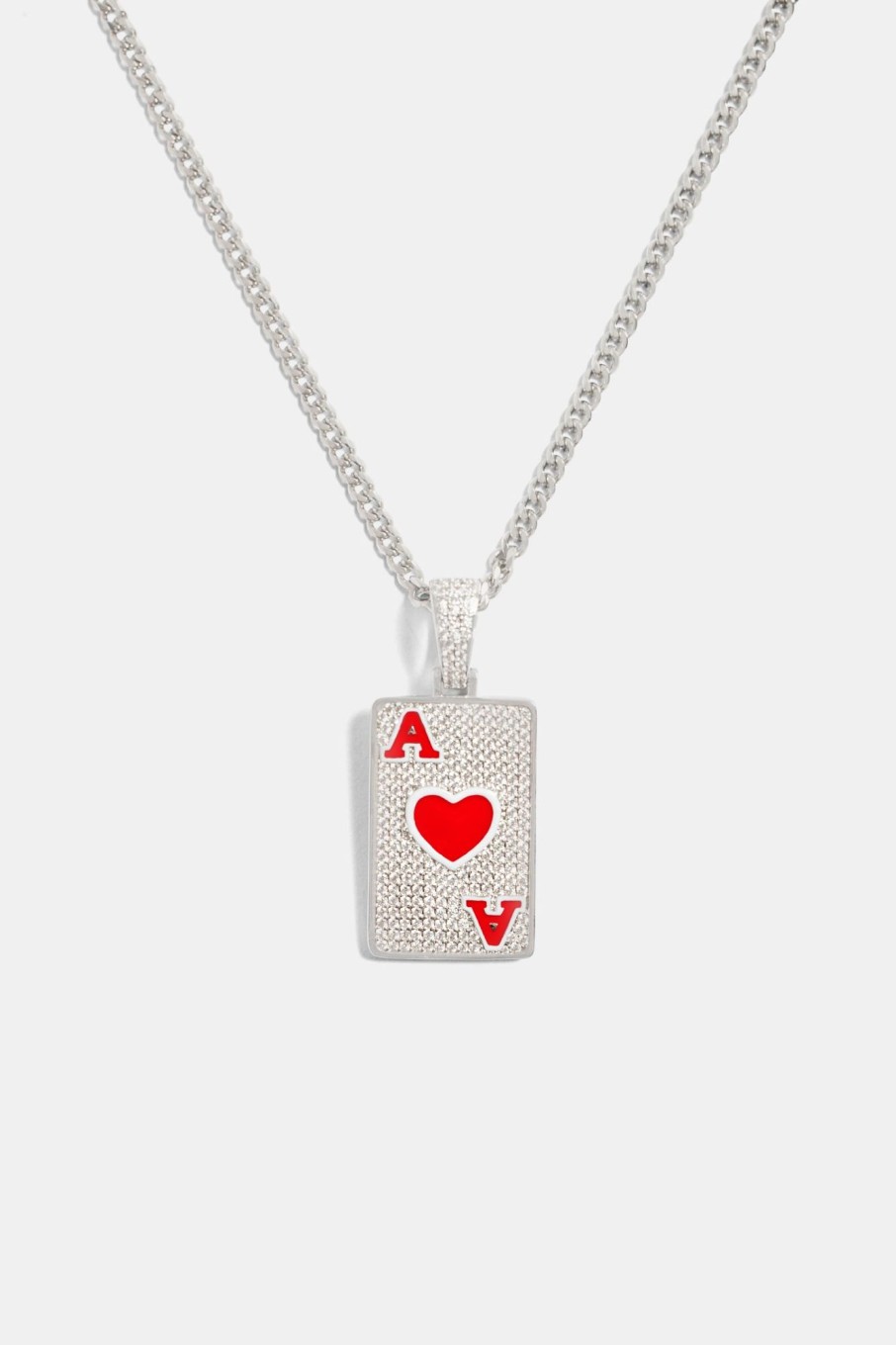 Necklaces | cernucci Necklaces 28Mm Iced Cz Ace Of Hearts Micro Cuban Necklace