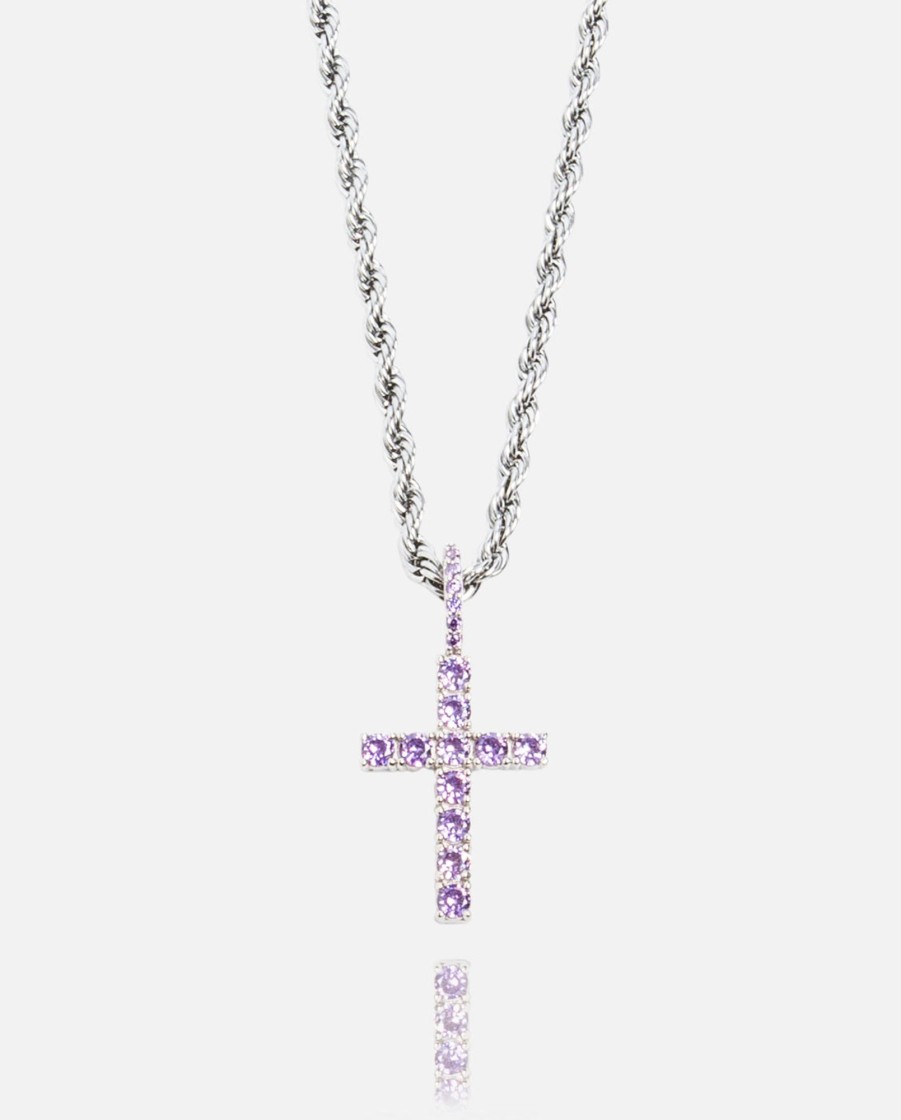 Cernucci X Phil Foden | cernucci Cernucci X Phil Foden Iced Mini Cross Pendant - Purple