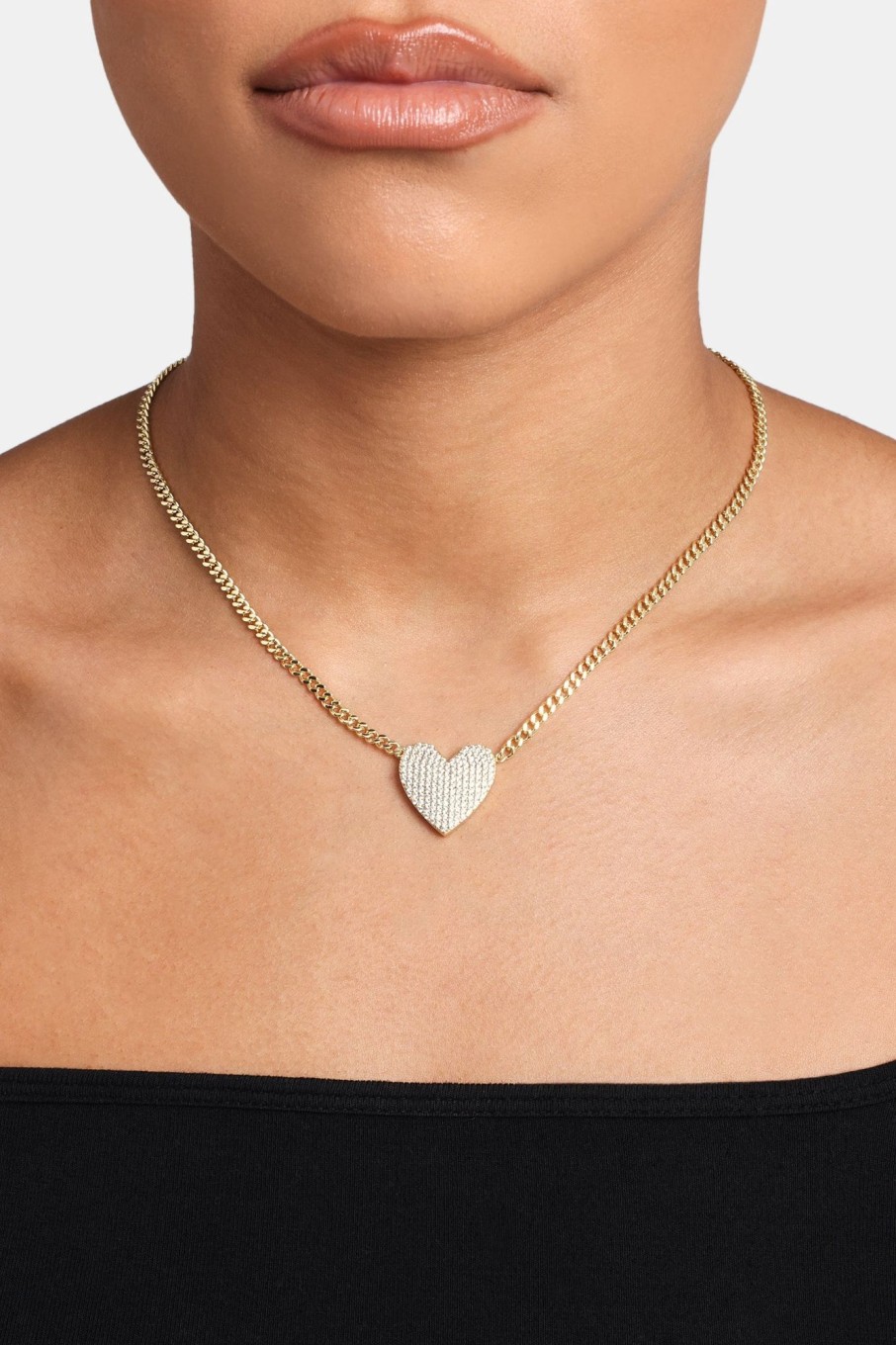 Necklaces | cernucci Necklaces Iced Heart Necklace - Gold