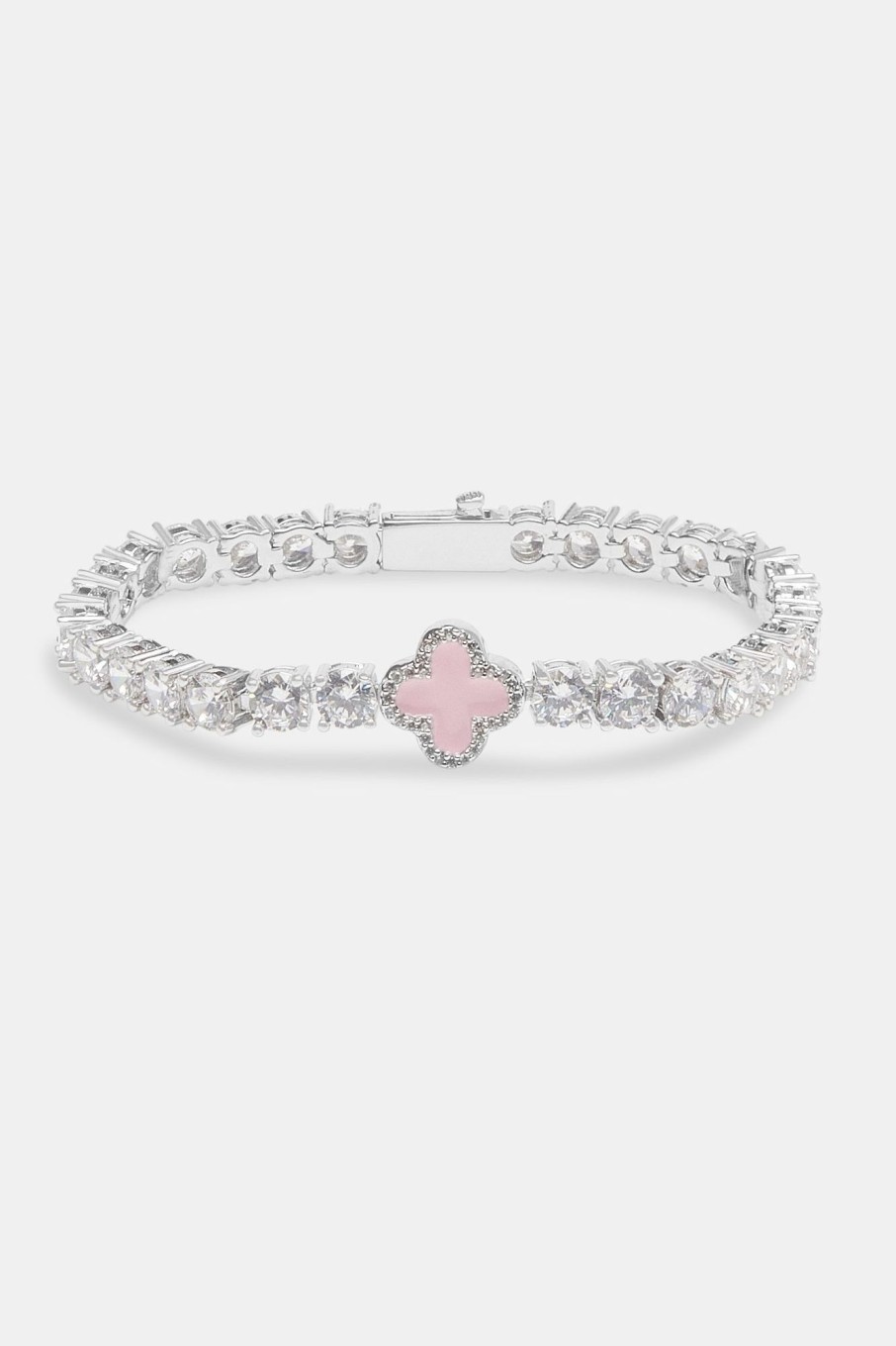 Iced Jewellery | JWL-BRA Iced Jewellery Iced Pink Motif Charm Tennis Bracelet - White 5Mm