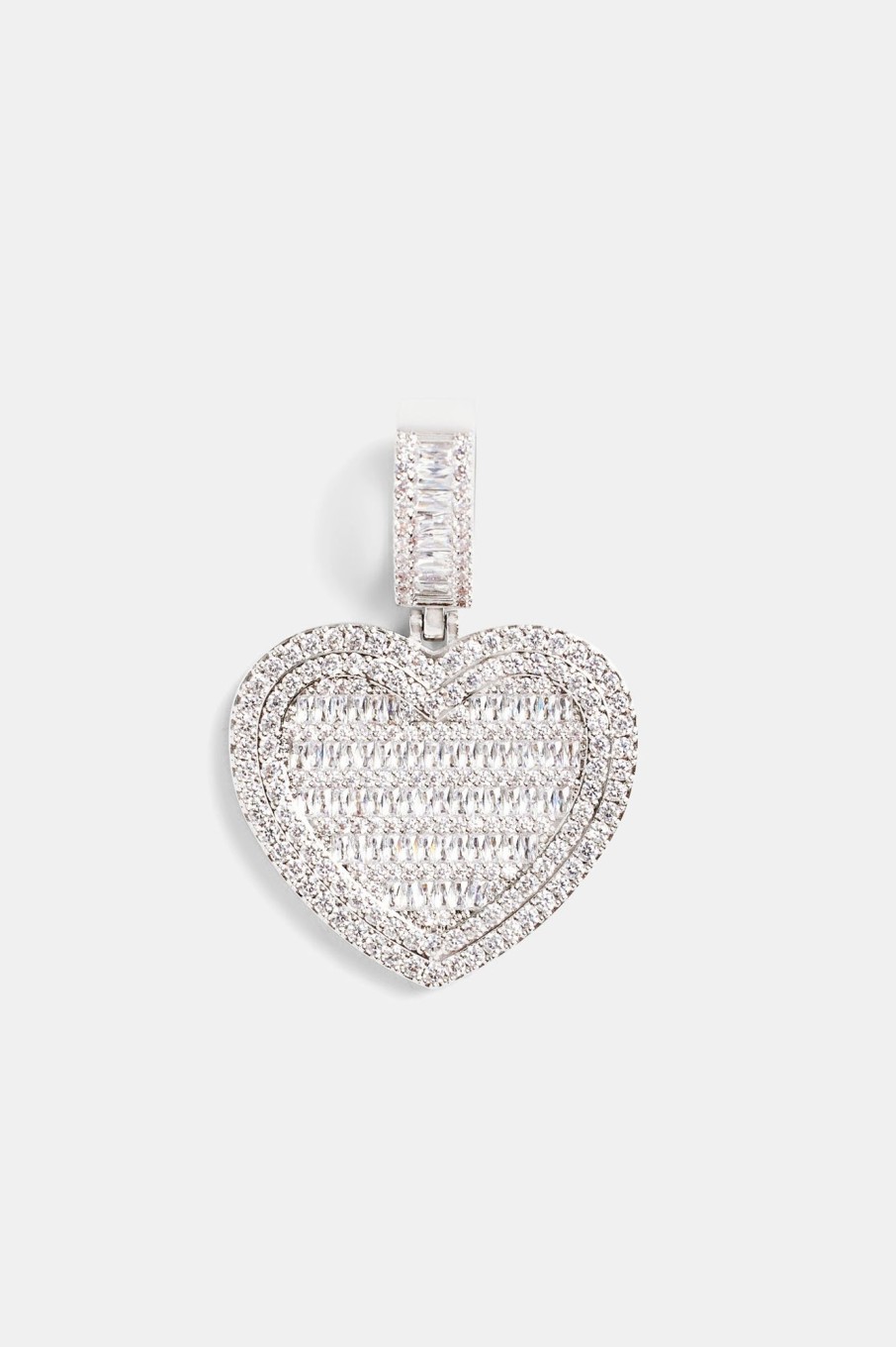 Pendants | cernucci Pendants Iced 50Mm Cz Baguette Heart Pendant