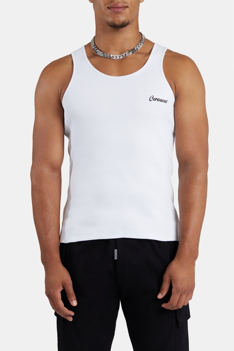 T-Shirts & Vests | cernucci T-Shirts & Vests Slim Fit Embroidered Vest - White