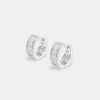 Iced Jewellery | cernucci Iced Jewellery 925 Clear Cz Baguette Hoop Earrings - White