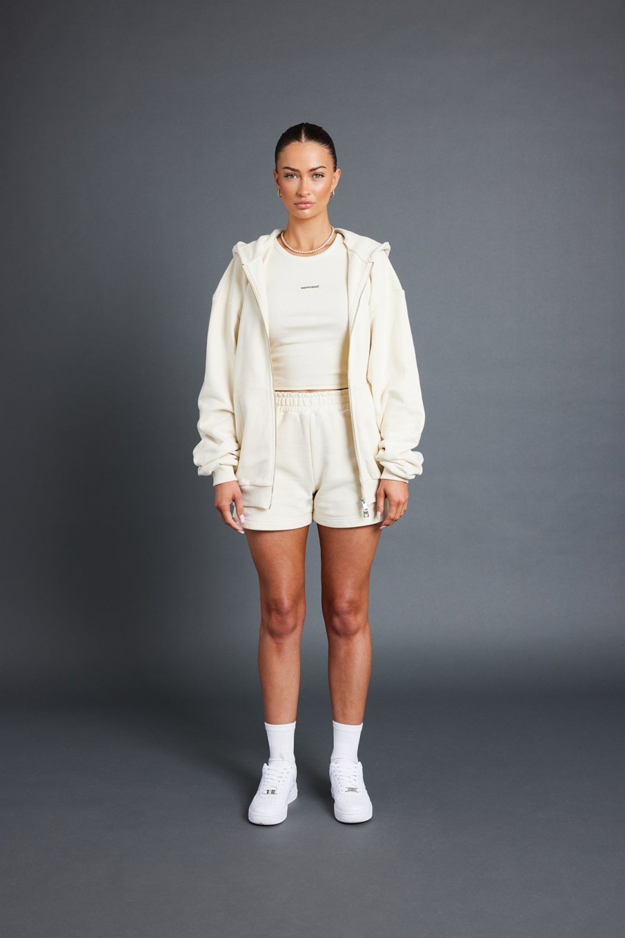 Hoodies & Sweatshirts | CLO-TOP-HS-HOOD Hoodies & Sweatshirts Oversized Zip Hoodie - Cream