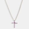 Necklaces | JWL-NECK Necklaces Iced Purple Cz Cross Cuban Necklace