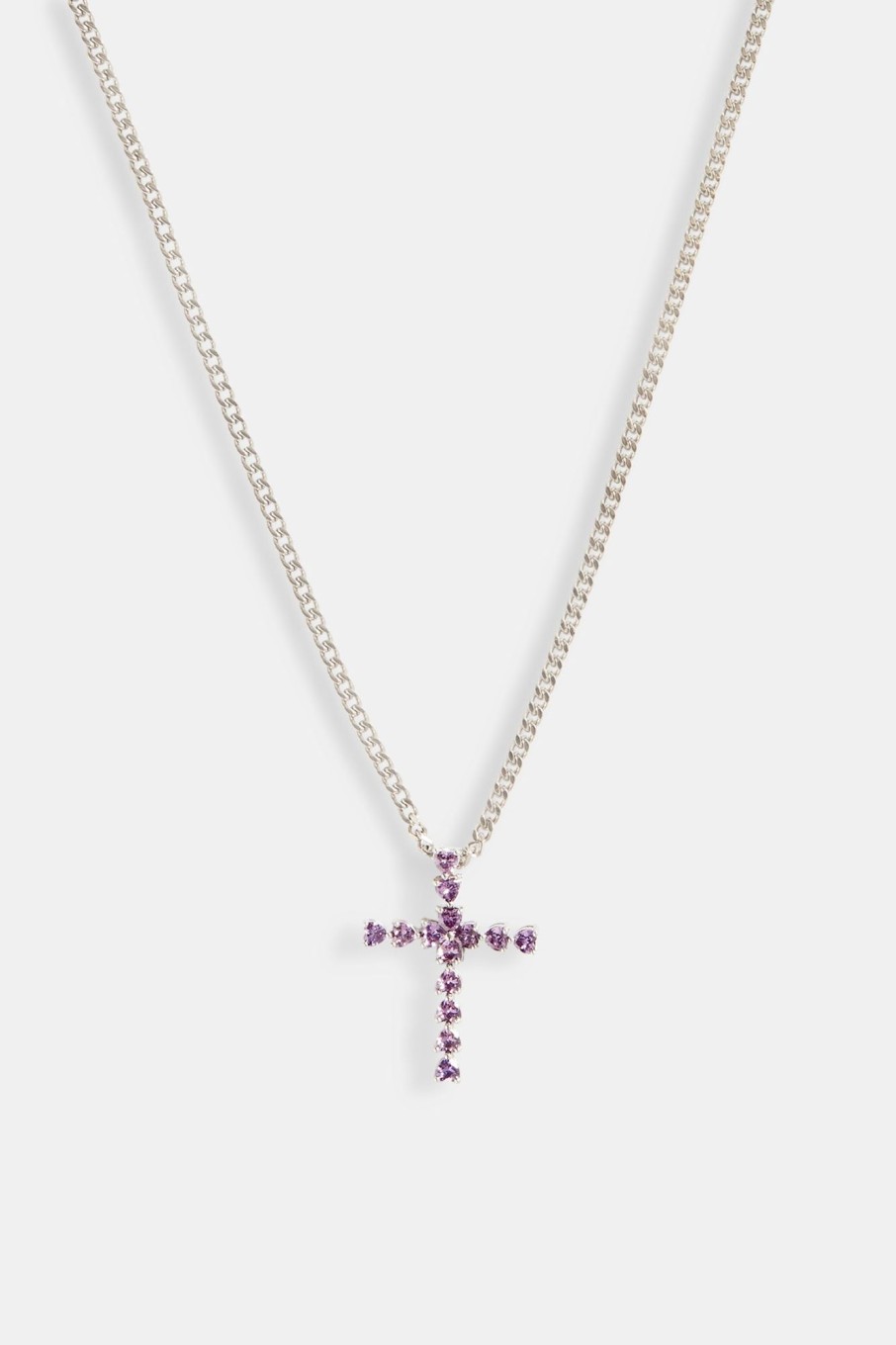 Necklaces | JWL-NECK Necklaces Iced Purple Cz Cross Cuban Necklace