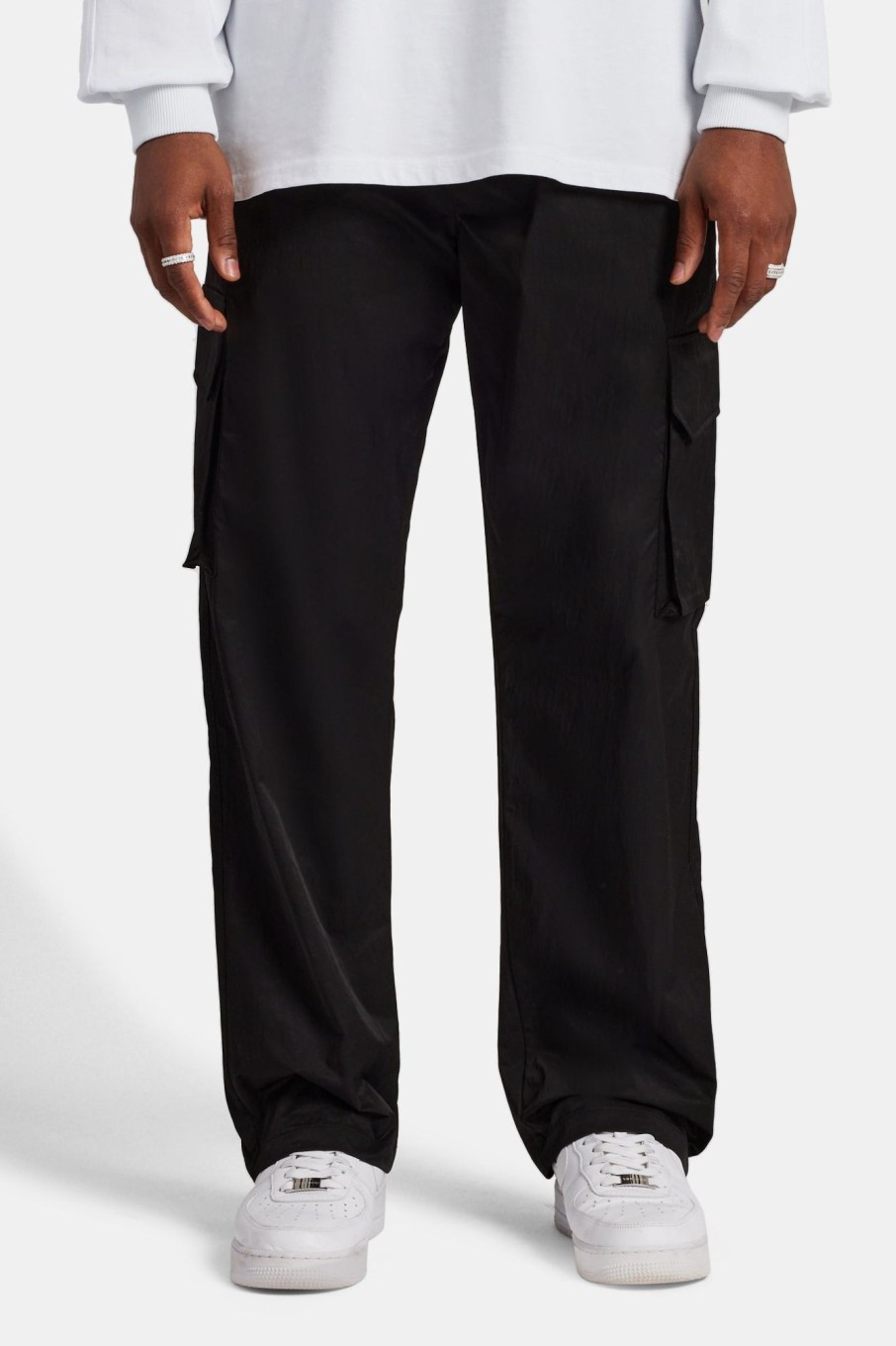 Trousers & Joggers | CLO-BOT-TRO Trousers & Joggers Elasticated Waistband Straight Leg Cargo Trousers - Black