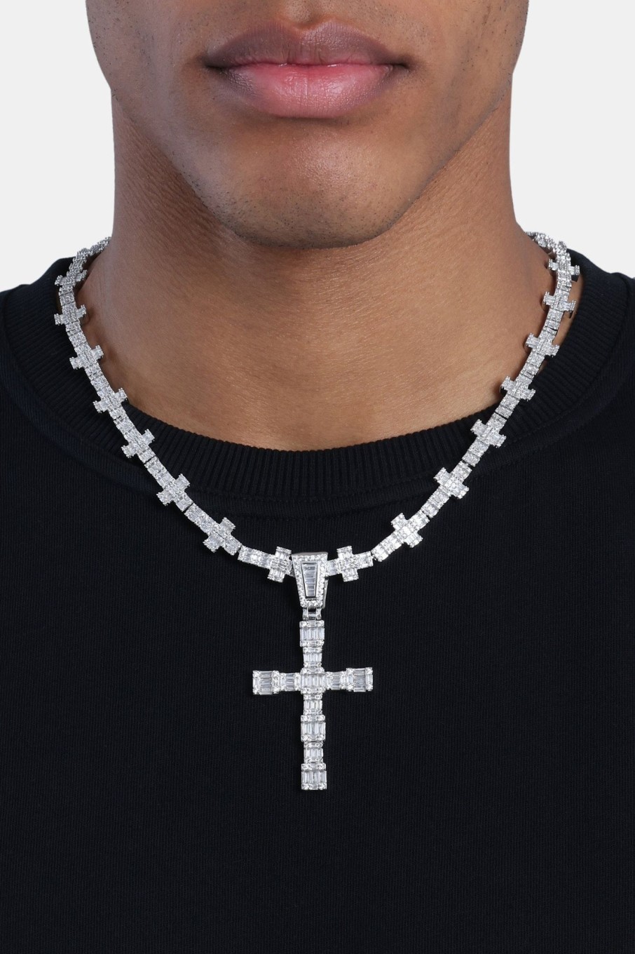 Cross Jewellery | cernucci Cross Jewellery Iced Cross Chain U0026 Pendant - White