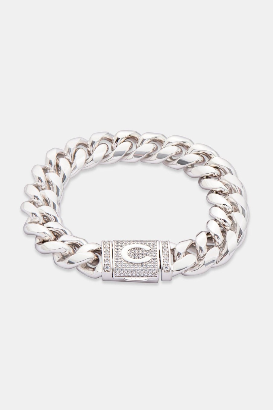 Bracelets & Bangles | cernucci Bracelets & Bangles 14Mm Polished Cuban U0026 Iced Clasp Bracelet