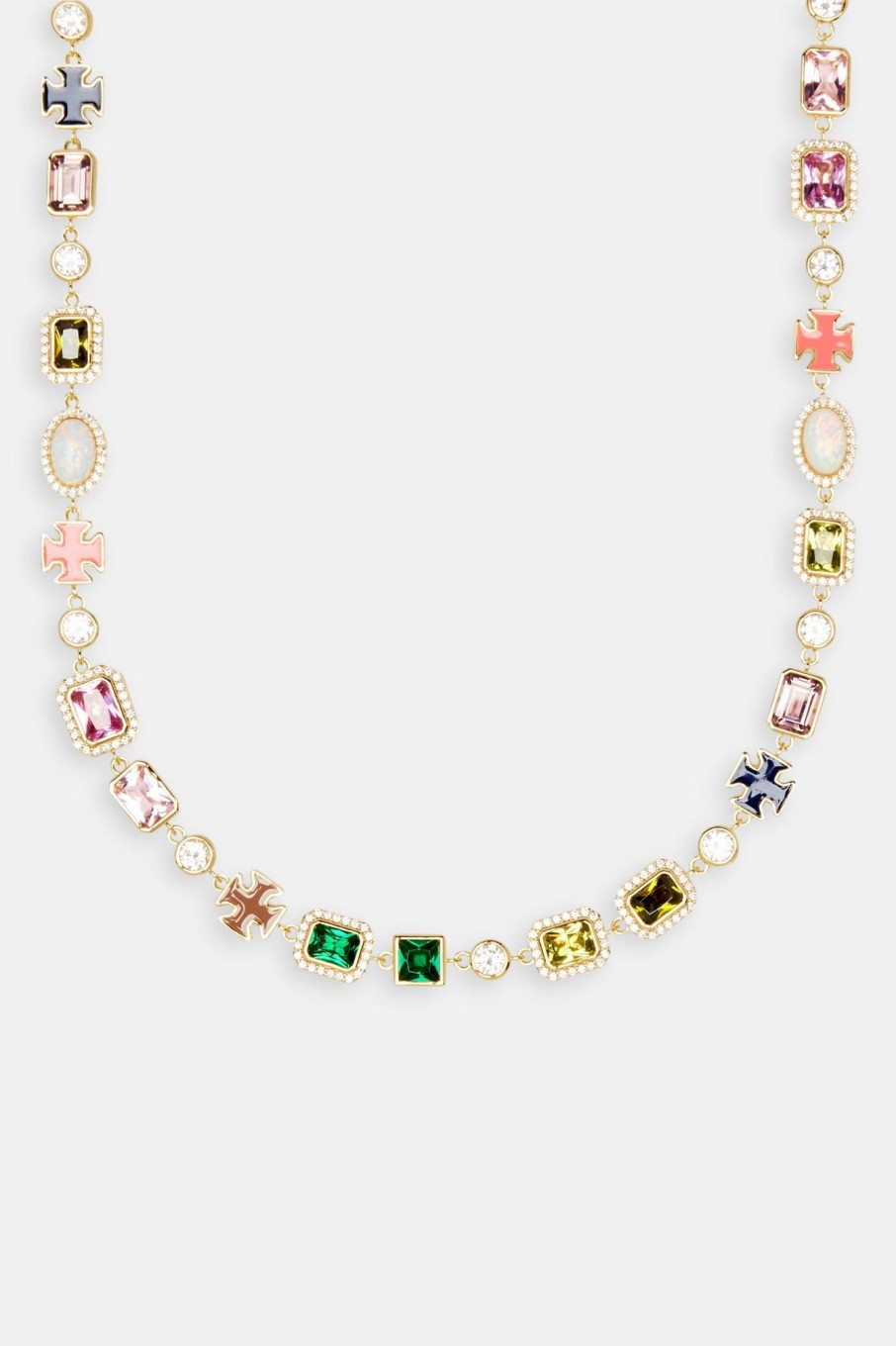 Jewellery Sets | cernucci Jewellery Sets Pink U0026 Green Multi Gem Stone Motif Necklace U0026 Bracelet - Gold