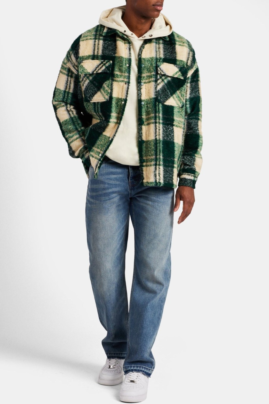 Shirts | CLO-TOP-SHIR Shirts Brushed Check Lined Overshirt - Green