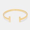 Bracelets & Bangles | JWL-BRA Bracelets & Bangles 4Mm Gold Plated Polished T Bar Bangle