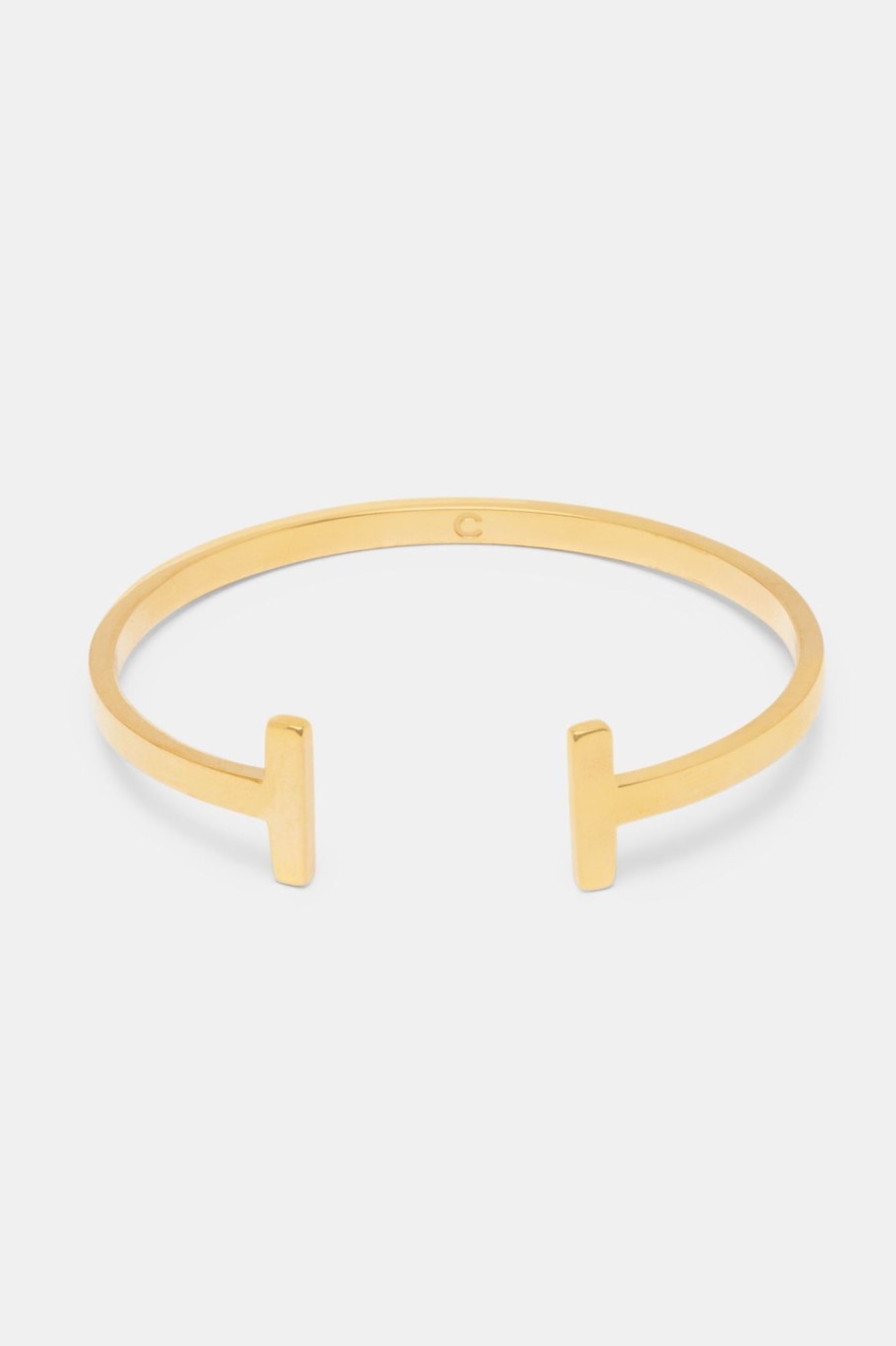 Bracelets & Bangles | JWL-BRA Bracelets & Bangles 4Mm Gold Plated Polished T Bar Bangle