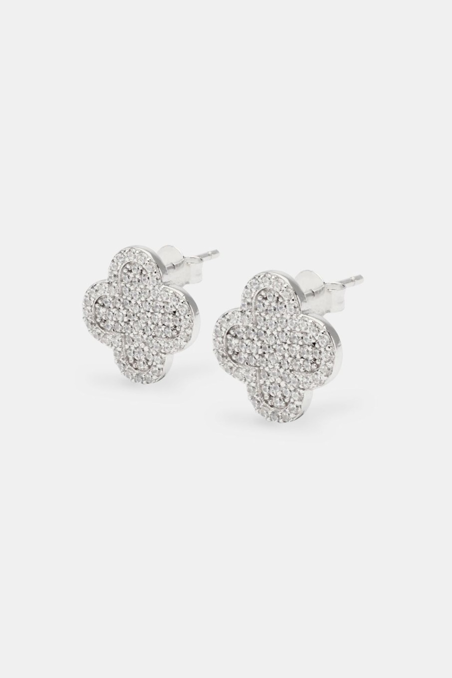 Iced Jewellery | JWL-EAR Iced Jewellery Womens Iced Motif Stud Earrings - White