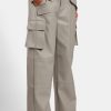 Trousers & Joggers | CLO-BOT-TRO Trousers & Joggers Wide Leg Faux Leather Cargo Trouser - Beige