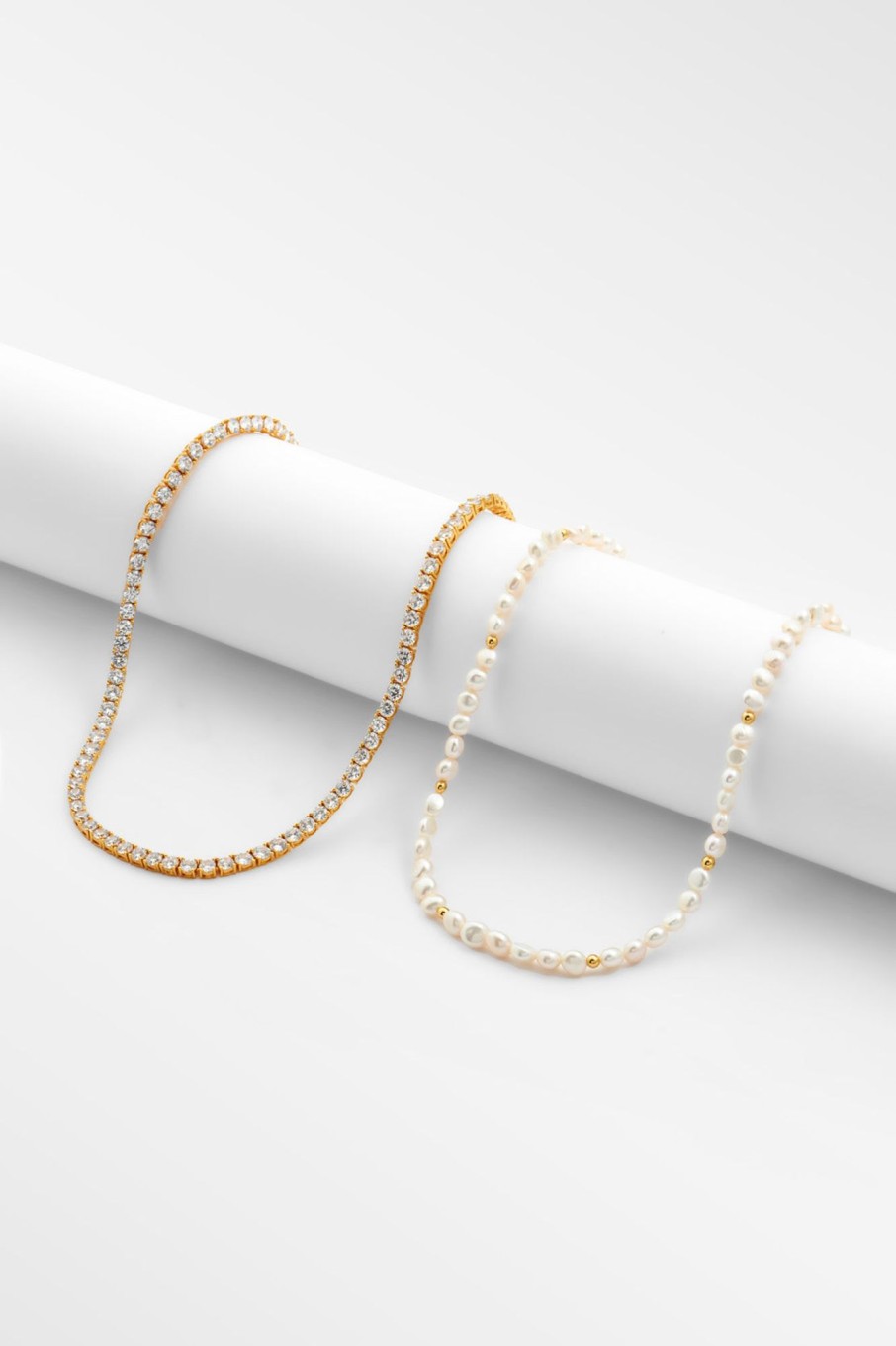 Pearls | JWL-BUND Pearls 7Mm Baroque Pearl Necklace U0026 5Mm Tennis Chain - Gold