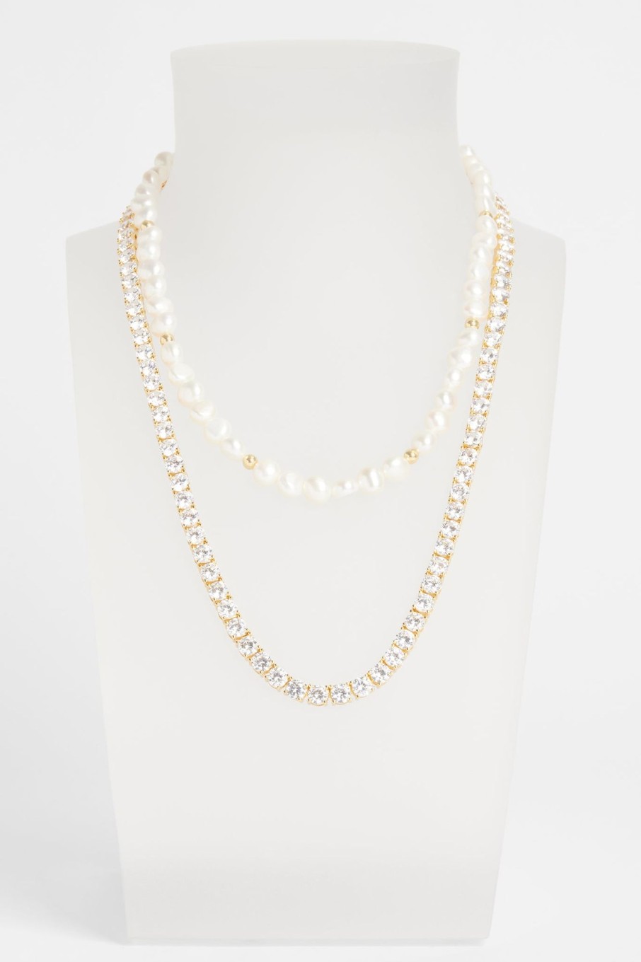 Pearls | JWL-BUND Pearls 7Mm Baroque Pearl Necklace U0026 5Mm Tennis Chain - Gold