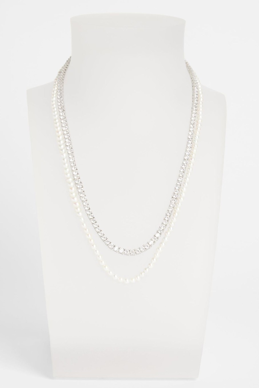 Pearls | JWL-BUND Pearls 6Mm Beaded Pearl Necklace U0026 5Mm Tennis Chain