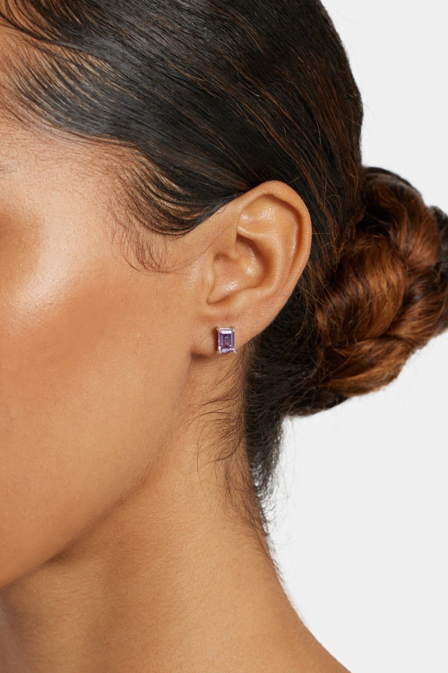 Earrings | JWL-EAR Earrings 6Mm Purple Cz Baguette Stone Stud Earrings