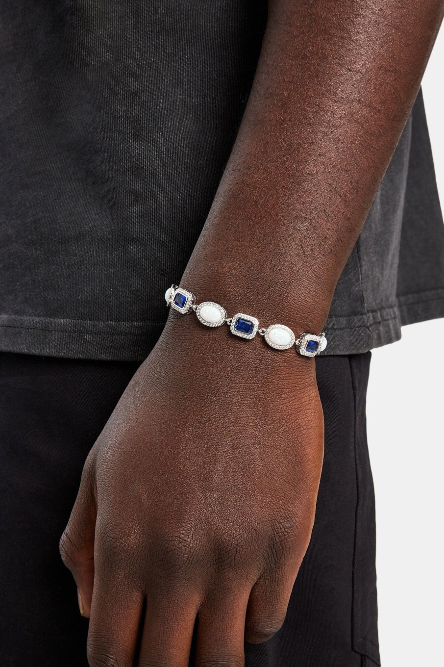 Iced Jewellery | cernucci Iced Jewellery Opal U0026 Blue Gemstone Bracelet - White