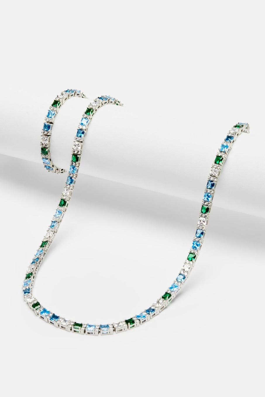 Cernucci X Phil Foden | cernucci Cernucci X Phil Foden Baguette Tennis Chain U0026 Bracelet Bundle - Blue Green