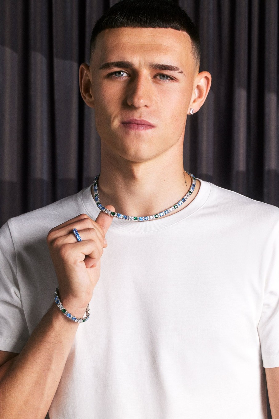 Cernucci X Phil Foden | cernucci Cernucci X Phil Foden Baguette Tennis Chain U0026 Bracelet Bundle - Blue Green