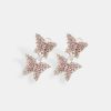 Iced Jewellery | JWL-EAR Iced Jewellery 25Mm Iced Pink Cz Butterfly Drop Earrings