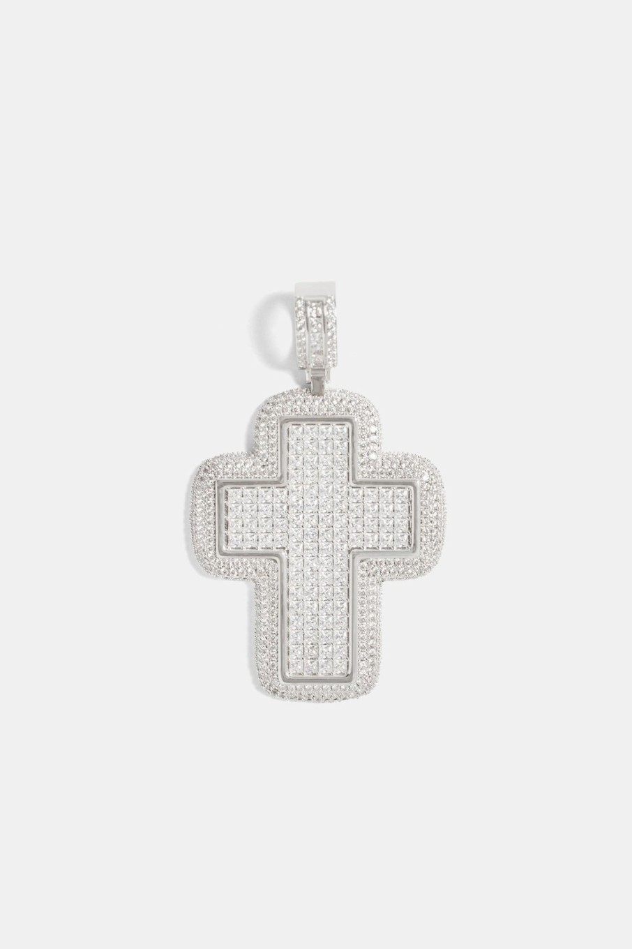 Pendants | JWL-PEND Pendants Large 70Mm Iced Cz Baguette Cross Pendant