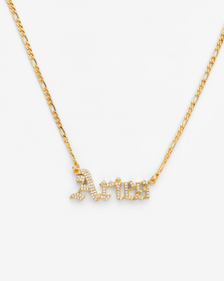 Necklaces | JWL-NECK Necklaces Iced Aries Zodiac Necklace - Gold