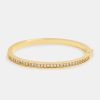 Bracelets & Bangles | JWL-BRA Bracelets & Bangles Gold Plated 4Mm Iced Cz Polished Bangle