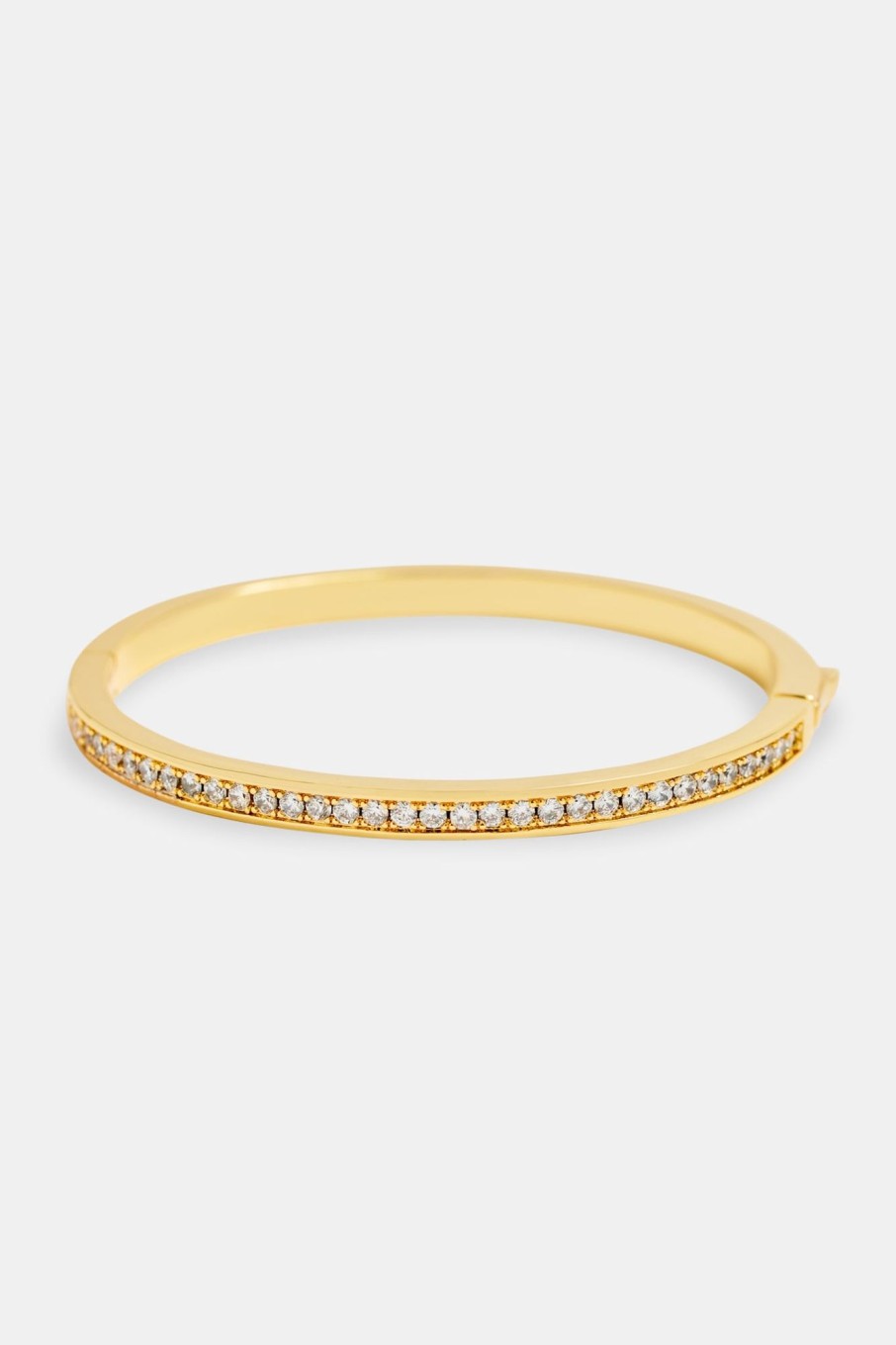 Bracelets & Bangles | JWL-BRA Bracelets & Bangles Gold Plated 4Mm Iced Cz Polished Bangle