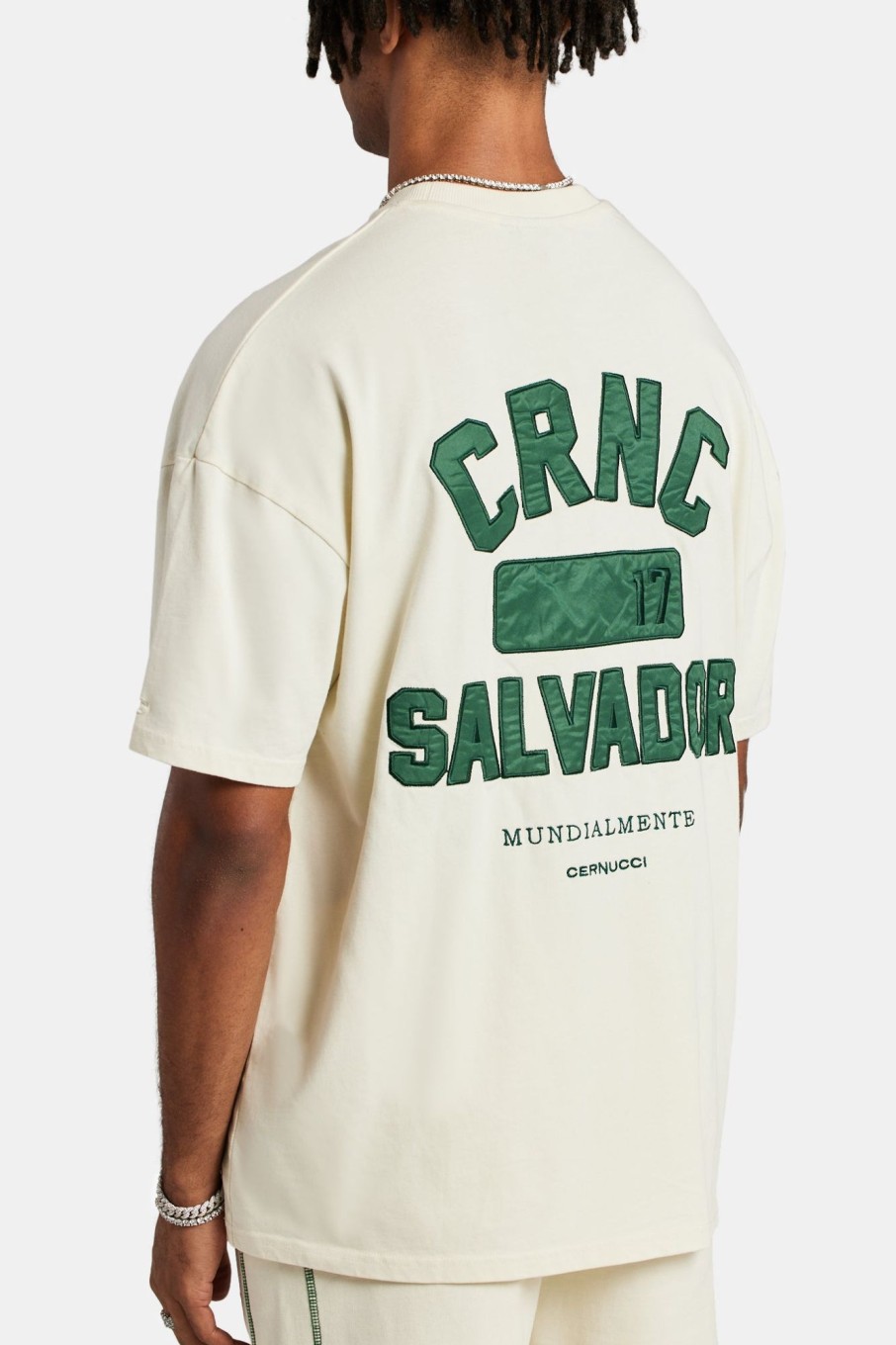 T-Shirts & Vests | cernucci T-Shirts & Vests Crnc Back Applique Varsity T-Shirt - Ecru