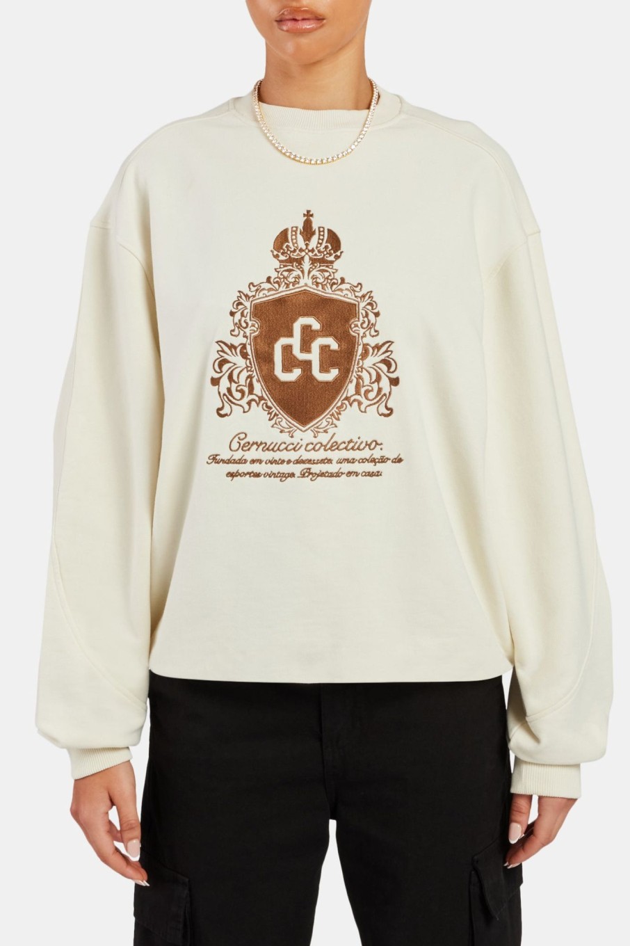 Hoodies & Sweatshirts | CLO-TOP-HS-SWE Hoodies & Sweatshirts Crnc Applique Varsity Sweatshirt - Ecru