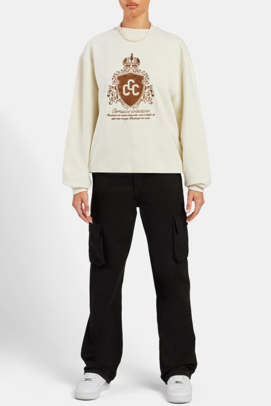 Hoodies & Sweatshirts | CLO-TOP-HS-SWE Hoodies & Sweatshirts Crnc Applique Varsity Sweatshirt - Ecru