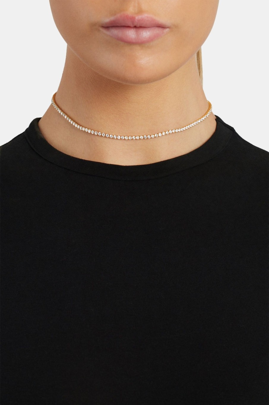 Iced Jewellery | JWL-CHN Iced Jewellery Womens 2.5Mm Micro Tennis Choker - Gold