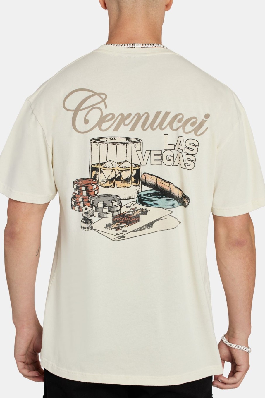 T-Shirts & Vests | cernucci T-Shirts & Vests Las Vegas Graphic Print T-Shirt - Ecru