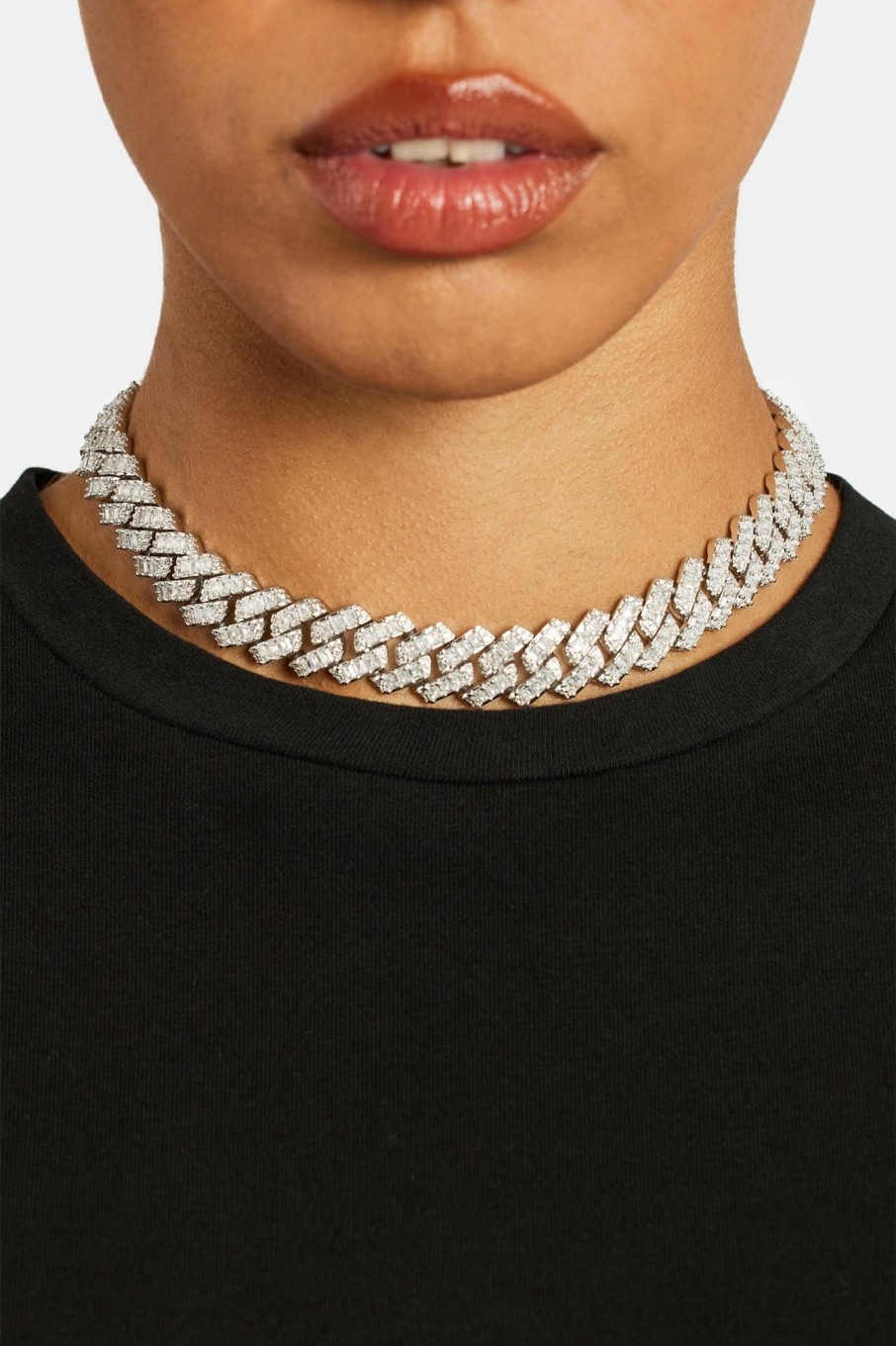 Iced Jewellery | JWL-CHN Iced Jewellery 14Mm Baguette Prong Cuban Choker