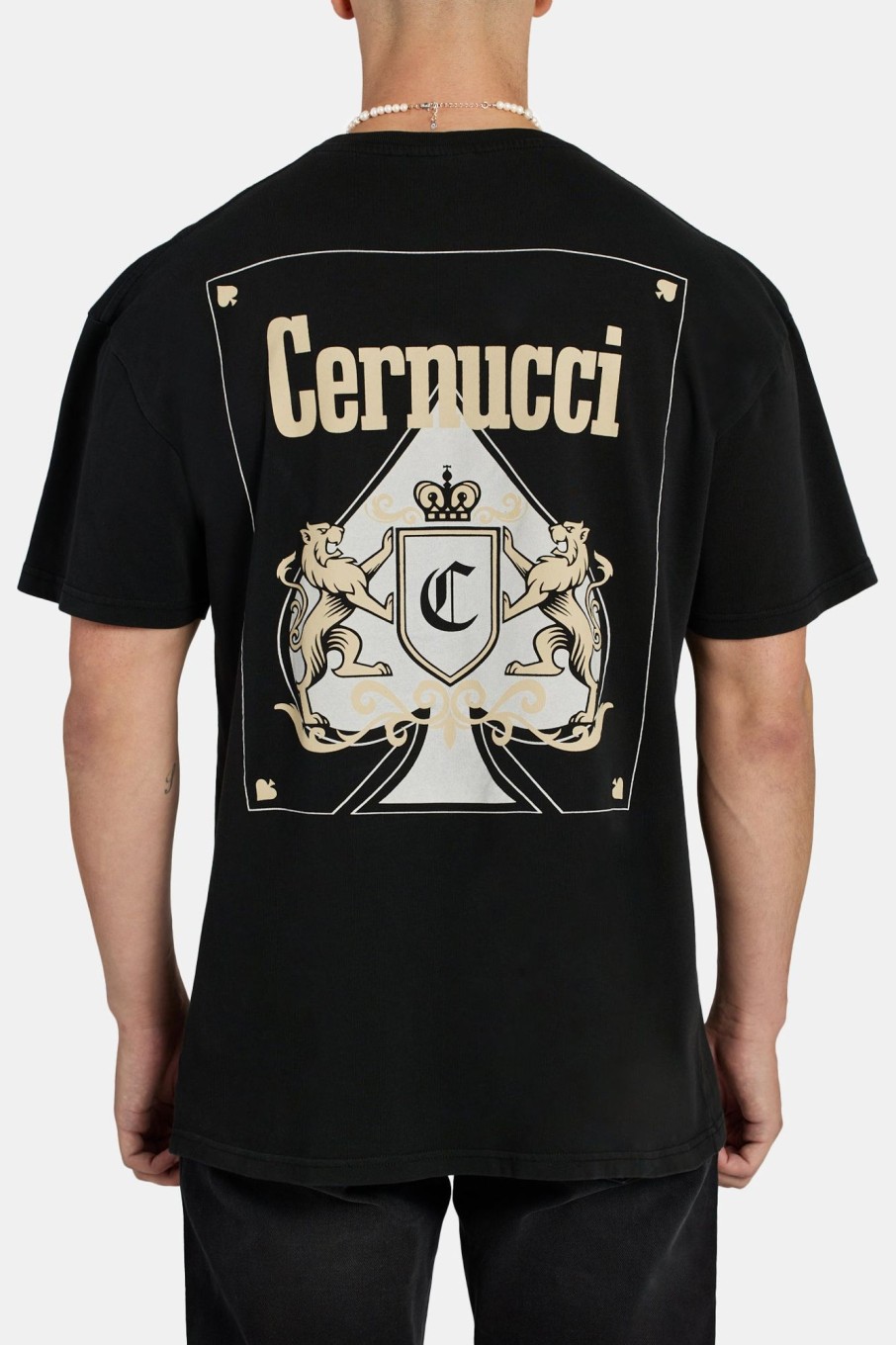 T-Shirts & Vests | cernucci T-Shirts & Vests Washed Cernucci Spade Playing Card T-Shirt - Black