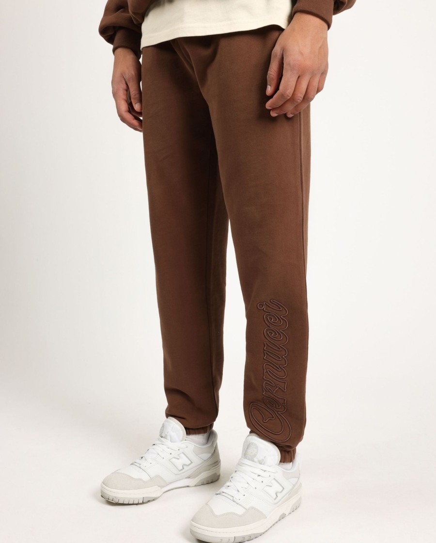 Trousers & Joggers | CLO-BOT-TRO Trousers & Joggers Cernucci Embroidered Jogger - Chocolate