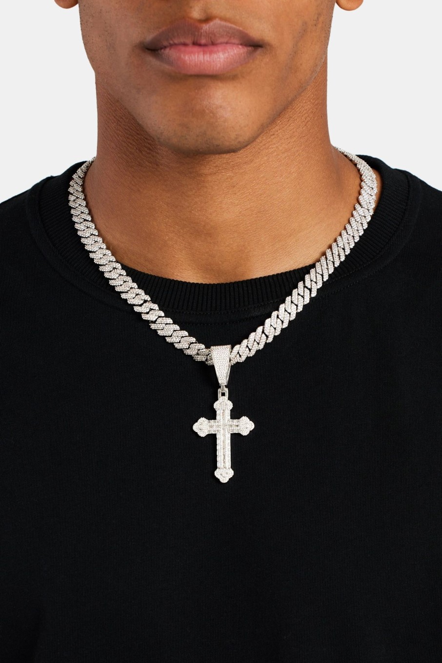 Cross Jewellery | cernucci Cross Jewellery 70Mm Iced Cz Pave Cross Pendant